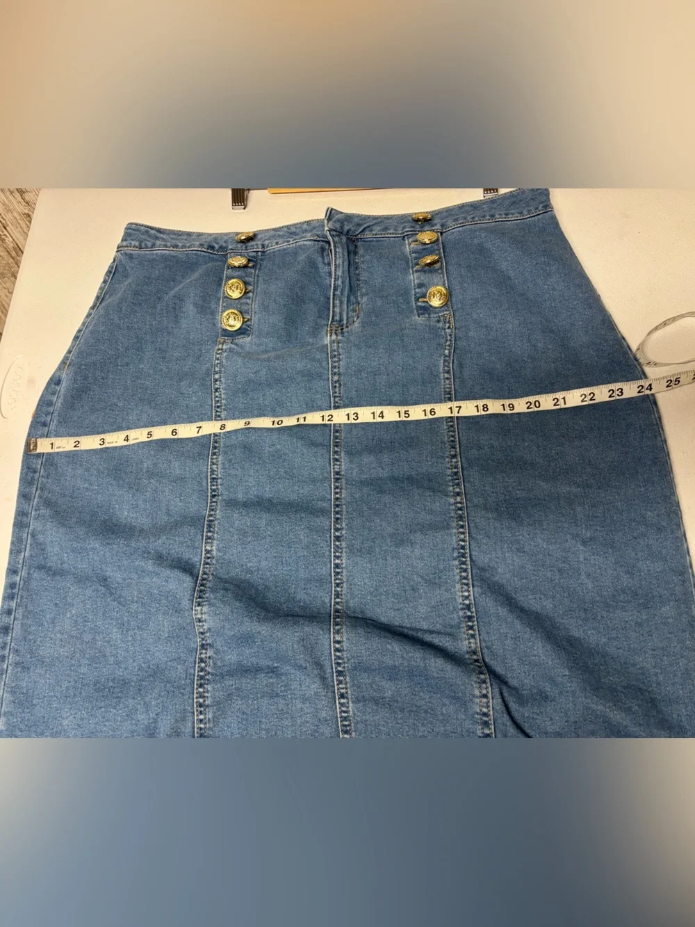 Classic Blue Denim Pencil Skirt